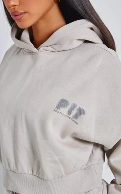 Petite Premium Stone Printed Boxy Hoodie