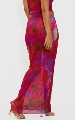 Petite Purple Crushed Mesh Maxi Skirt