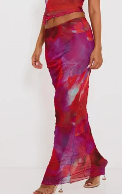 Petite Purple Crushed Mesh Maxi Skirt