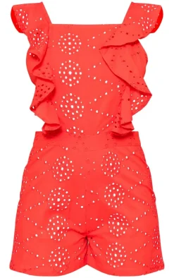 Petite Red Broderie Romper
