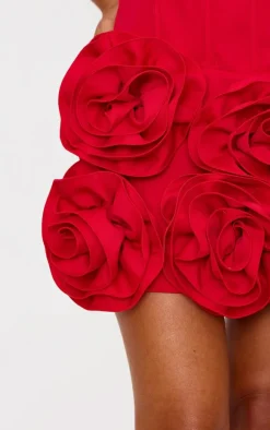 Petite Red 3d Flower Mini Dress