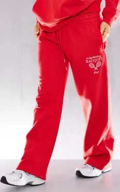 Petite Red Graphic Straight Leg Sweatpants