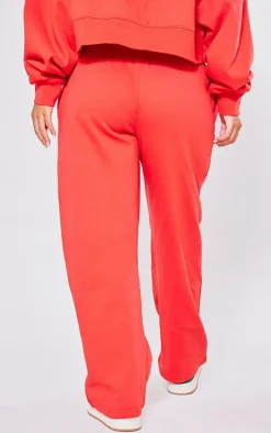 Petite Red Premium Tonal Print Panelled Straight Leg Sweatpants
