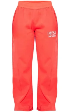 Petite Red Premium Tonal Print Panelled Straight Leg Sweatpants