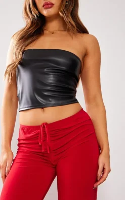 Petite Red Slinky Ruched Front Pants