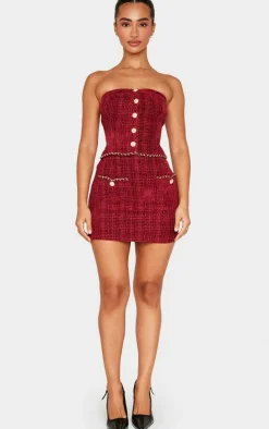 Petite Red Twill Mini Skirt