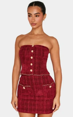 Petite Red Twill Mini Skirt