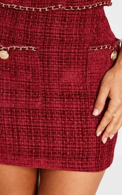 Petite Red Twill Mini Skirt