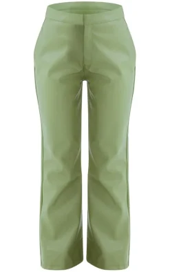 Petite Sage Faux Leather Straight Leg Pants