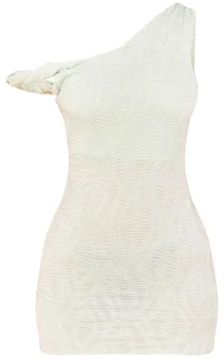 Petite Sage Green Textured Twist Detail Mini Dress