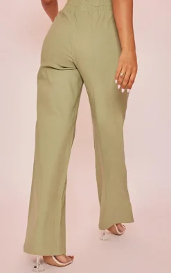 Petite Sage Peach Skin Straight Leg Pants