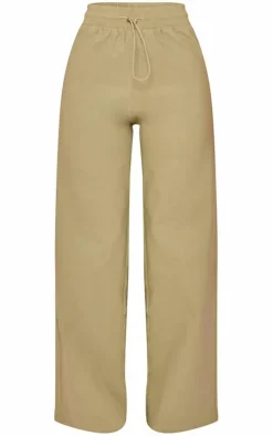 Petite Sage Peach Skin Straight Leg Pants