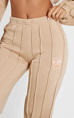 Petite Sand Graphic Detail Oversized Sweatpants