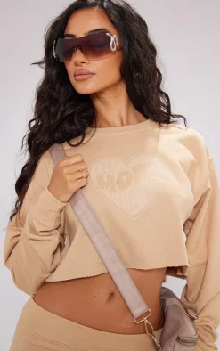 Petite Sand No More Drama Raw Hem Cropped Sweatshirt