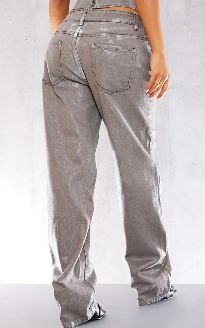 Petite Silver Metallic Denim Jeans