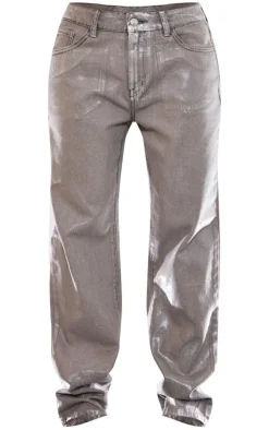 Petite Silver Metallic Denim Jeans