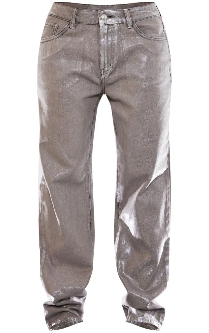 Petite Silver Metallic Denim Jeans