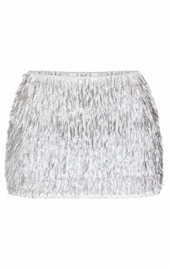 Petite Silver Tassel Mini Skirt