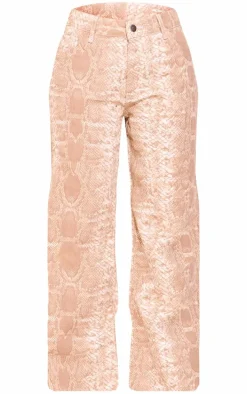 Petite Snake Print Denim Wide Leg Jeans