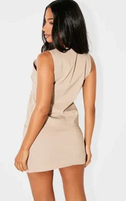 Petite Stone Bengaline Longline Button Vest