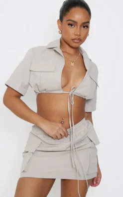 Petite Stone Cargo Mini Skirt