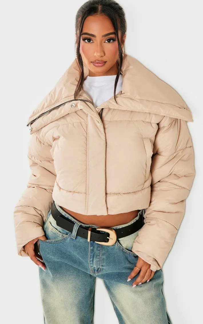 Petite Stone Cropped Puffer Coat