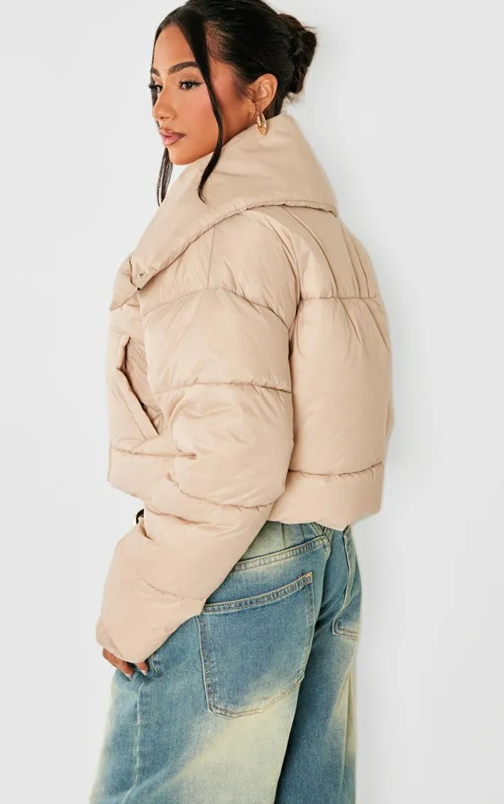 Petite Stone Cropped Puffer Coat