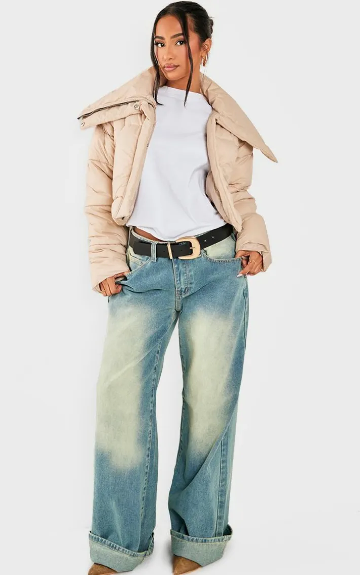 Petite Stone Cropped Puffer Coat