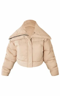 Petite Stone Cropped Puffer Coat