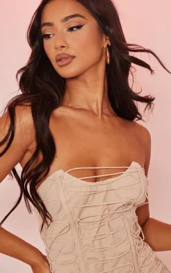 Petite Stone Lace Up Mini Dress