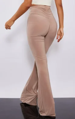 Petite Stone Slinky Ruched Bum Flare Pants