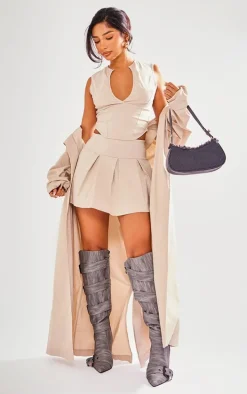 Petite Stone Stretch Woven Skater Skirt