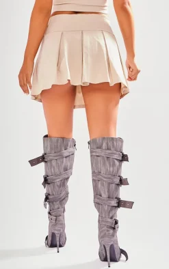 Petite Stone Stretch Woven Skater Skirt