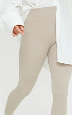 Petite Stone Structured Snatched Rib Leggings