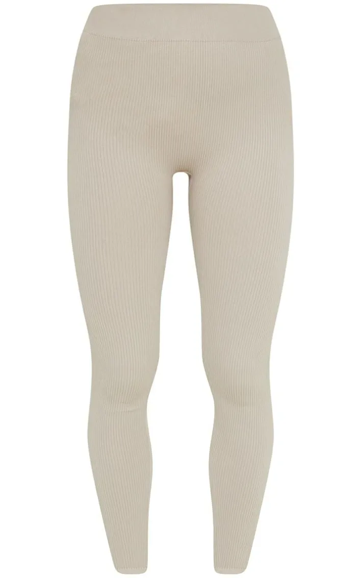 Petite Stone Structured Snatched Rib Leggings