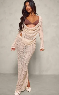 Petite Stone Textured Maxi Skirt