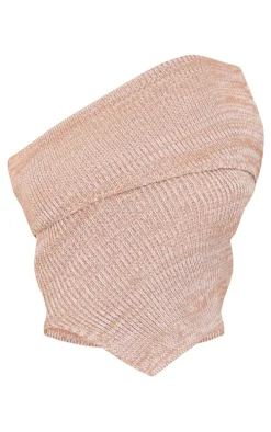 Petite Taupe Knitted Fold Over Top