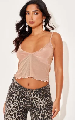 Petite Taupe Mesh Cami Top
