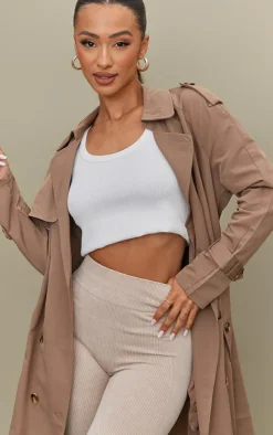 Petite Taupe Oversized Trench Coat