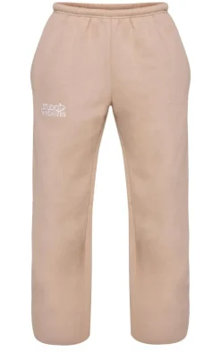 Petite Taupe Studio Archives Thin Waistband Wide Leg Sweatpants