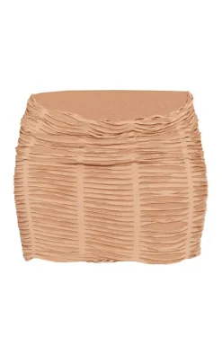 Petite Taupe Textured Jersey Mini Skirt