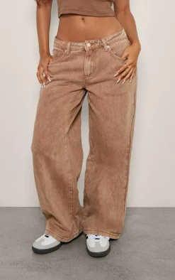 Petite Taupe Washed Low Rise Boyfriend Jeans