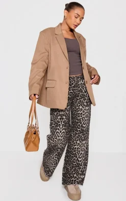 Petite Taupe Woven Oversized Blazer