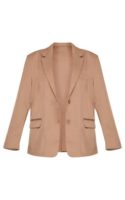 Petite Taupe Woven Oversized Blazer