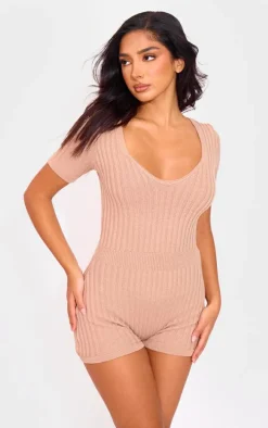 Petite Truffle Short Sleeve Knit Romper