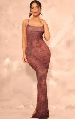 Petite Vintage Abstract Print Maxi Dress