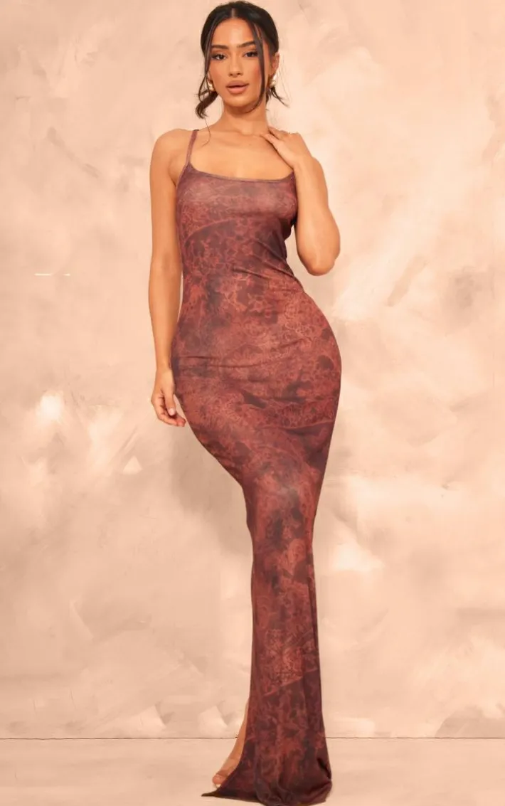 Petite Vintage Abstract Print Maxi Dress