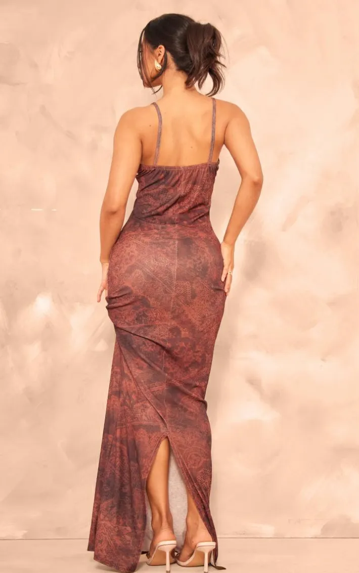 Petite Vintage Abstract Print Maxi Dress