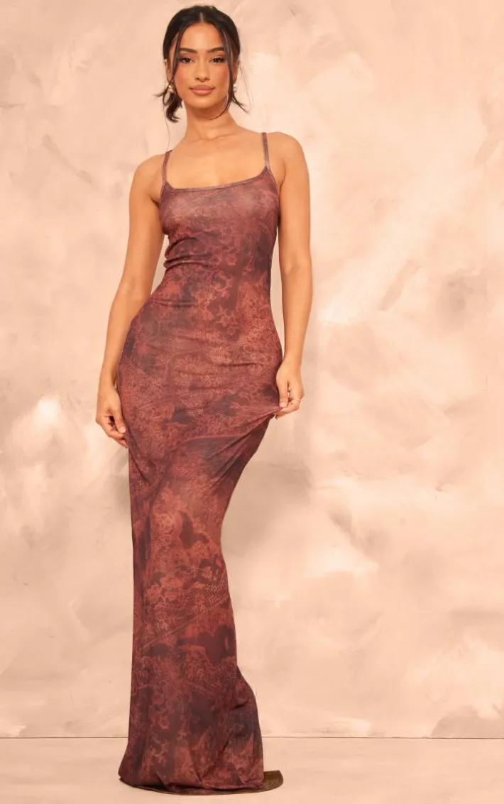 Petite Vintage Abstract Print Maxi Dress