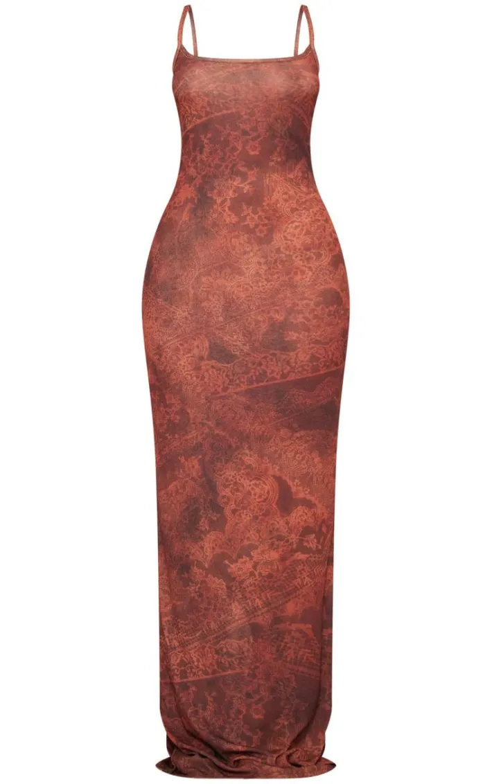 Petite Vintage Abstract Print Maxi Dress